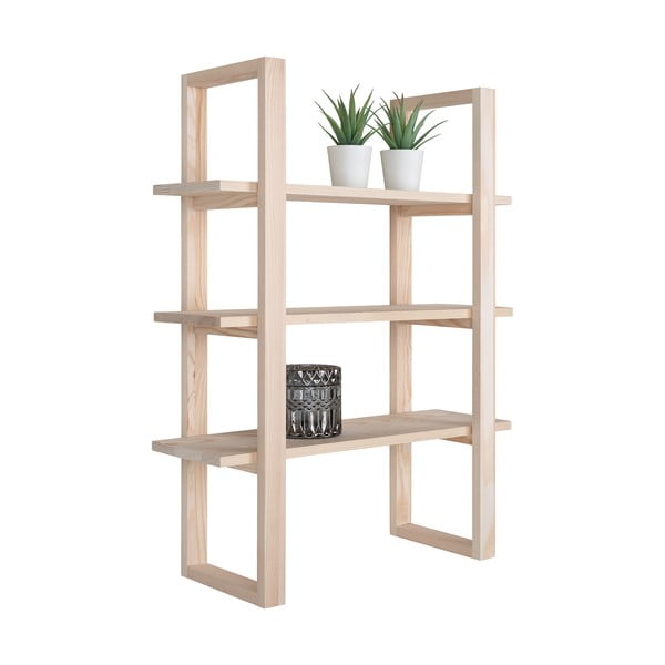 Iš paulovnijos masyvo kelių aukštų sieninė lentyna natūralios spalvos 48 cm Santiago – House Nordic-image-2