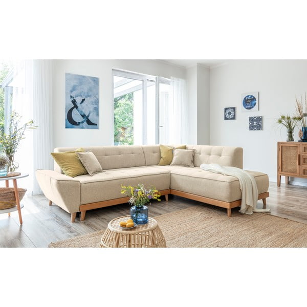 Smėlio spalvos sofa-lova Miuform Dazzling Daisy L, dešinysis kampas-image-4