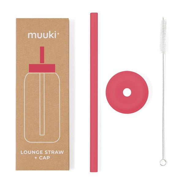 Iš silikono šiaudelis su valymo įrankiu/su dangteliu Watermelon High – Muuki