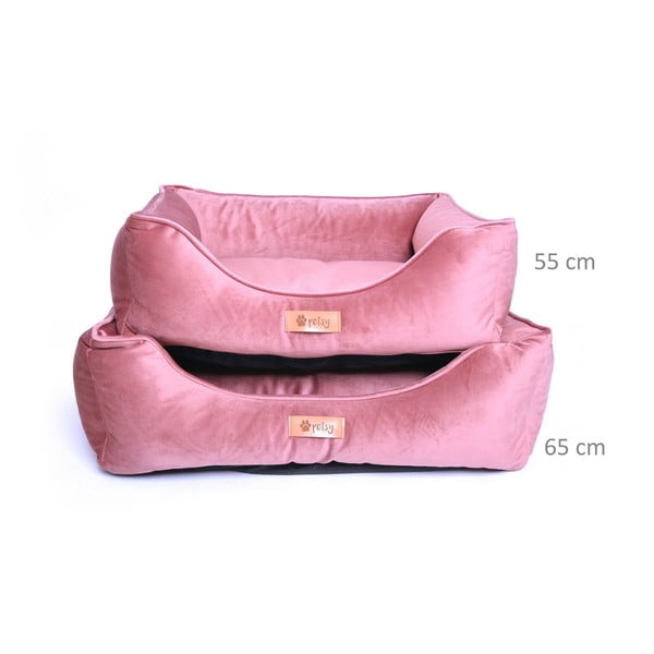 Rožinio aksomo lova 65x50 cm Royal - Petsy-image-1