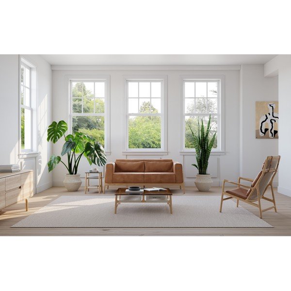 Ruda buivolo odos sofa su ąžuolo masyvo konstrukcija Gazzda Fawn, 180 cm-image-1