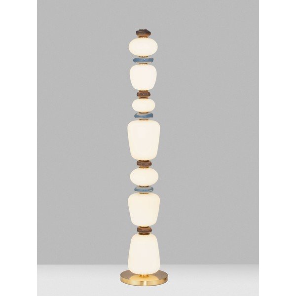 Baltos spalvos/auksinės spalvos iš metalo pastatomas šviestuvas LED su pritemdymo funkcija (aukštis 130,5 cm) su porcelianiniu gaubtu/su stiklo gaubtu Palo – Nova Luce-image-1