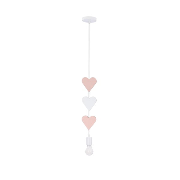 Baltos ir rožinės spalvos vaikiška lempa su metaliniu gaubtu Hearts - Candellux Lighting