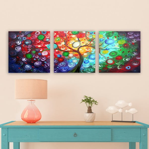 Paveikslai 3 vnt. rinkinyje 30x30 cm Tree of Life - Wallity-image-1