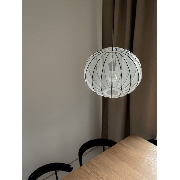 Baltos spalvos kabantis šviestuvas ø 52 cm su tekstiliniu gaubtu Mellow – Candellux Lighting-image-1