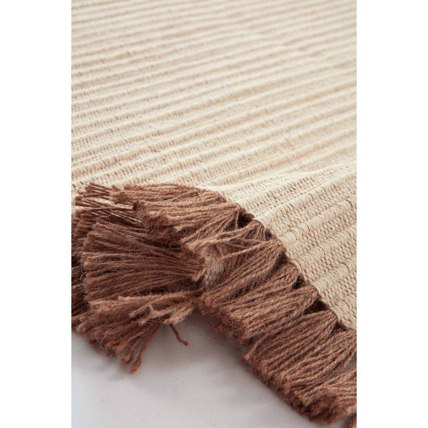 Rankų darbo kreminės spalvos iš medvilnės mišinio kilimas 200x300 cm Channa – Jotex-image-3