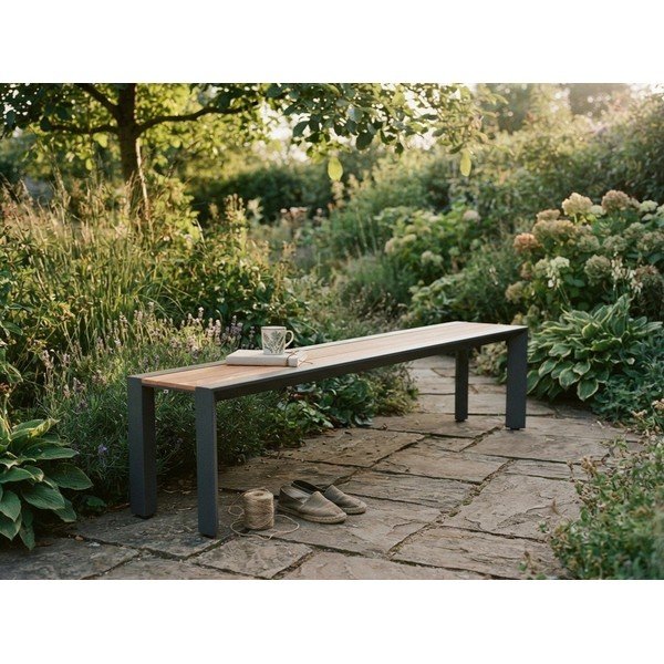 Metalinis sodo suoliukas tamsiai pilkos spalvos/rudos spalvos Silea – Garden Pleasure-image-3