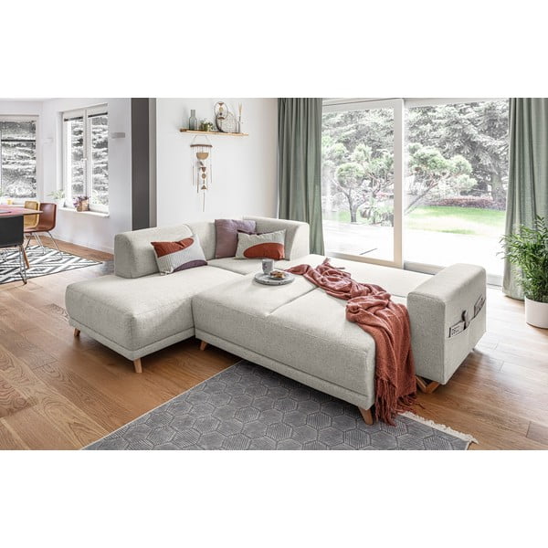 Smėlio spalvos sulankstoma/su sandėliavimo vieta kampinė sofa (su kairiuoju kampu/„L“ formos) Classy Sophie – Miuform-image-4