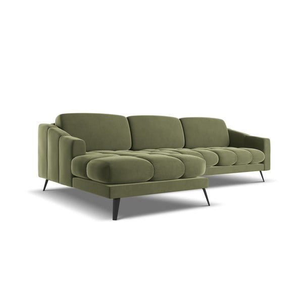 Žalios spalvos iš velveto kampinė sofa (su kairiuoju kampu) Nalu – Makamii-image-4