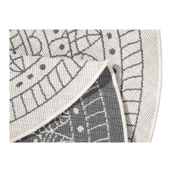 Pilkos ir kreminės spalvos lauko kilimas NORTHRUGS Porto, ⌀ 140 cm-image-3