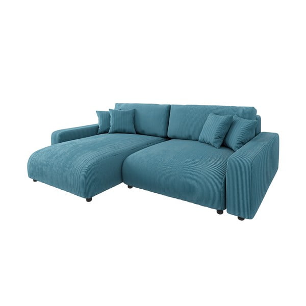 Iš kordinio velveto sulankstoma kampinė sofa turkio spalvos Sara – Ropez-image-2