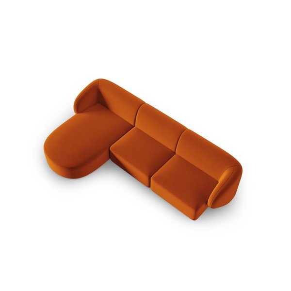 Terakotos spalvos iš velveto kampinė sofa (su kairiuoju kampu/su gultu) Paolo – Milo Casa-image-2