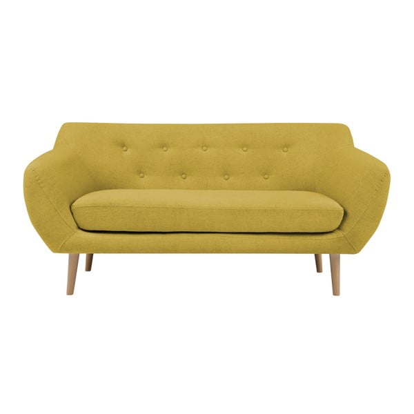 Geltonos spalvos dvivietė sofa su šviesiomis kojomis Mazzini Sofas Sicile
