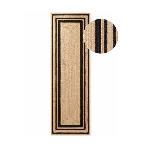 Rankų darbo juodos spalvos/natūralios spalvos iš džiuto kilimas 70x200 cm Jutta – Hanse Home