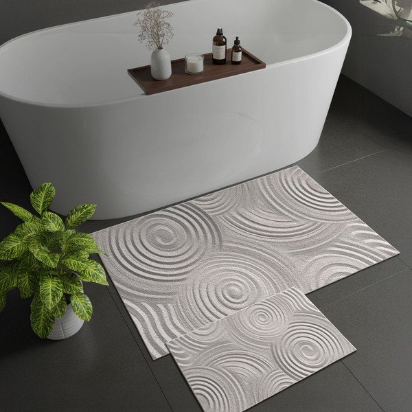 Šviesiai pilkos spalvos vonios kilimėliai 2 vnt. 60x100 cm – Foutastic-image-3