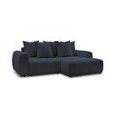 Mėlynos spalvos sulankstoma/su sandėliavimo vieta kampinė sofa iš boucle (su dešiniuoju kampu/su gultu) Roxelane – Bobochic Paris