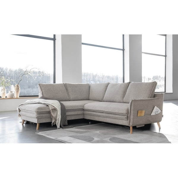 Sulankstoma kampinė sofa smėlio spalvos (su kairiuoju kampu) Charming Charlie – Miuform-image-3