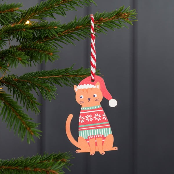 Iš medienos eglutės papuošimas 5 cm Ginger Cat – Rex London-image-1