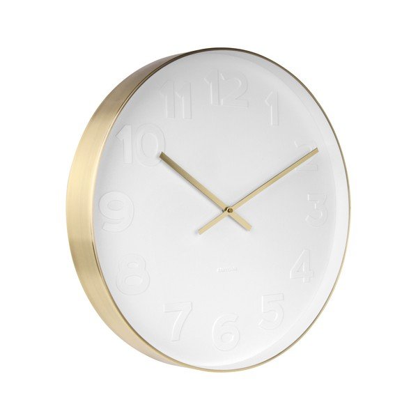 Baltas sieninis laikrodis su auksinėmis detalėmis Karlsson Mr. White, ⌀ 51 cm-image-1