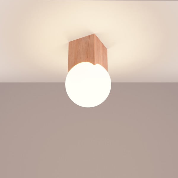 Lubinis šviestuvas natūralios spalvos 12x12 cm su stiklo gaubtu Rayer – Sollux-image-2