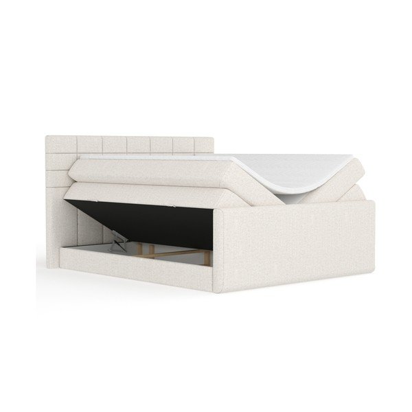Smėlio spalvos spyruoklinė lova su sandėliavimo vieta 200x200 cm Ava – Maison de Rêve-image-2