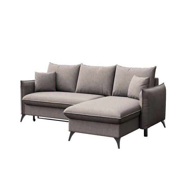 Pilkos spalvos sulankstoma/su sandėliavimo vieta kampinė sofa (su dešiniuoju kampu/su gultu) Brim – Rodier-image-2