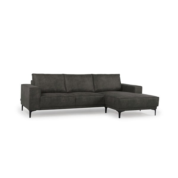 Iš dirbtinės odos kampinė sofa antracito spalvos (su dešiniuoju kampu) Copenhagen – Scandic-image-2