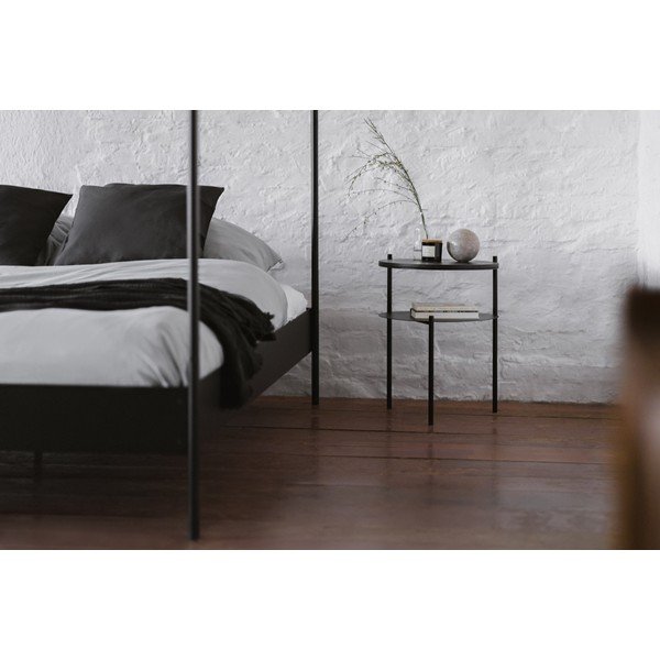 Juodos spalvos iš plieno dvigulė lova be galvūgalio/su baldakimu su lovos grotelėmis 140x200 cm Eton – noo.ma-image-2