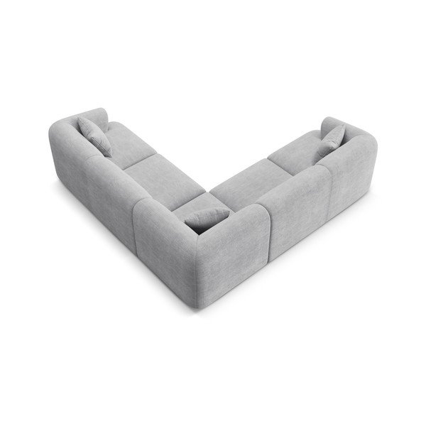 Šviesiai pilkos spalvos kampinė sofa iš kordinio velveto Campi – Cosmopolitan Design-image-3