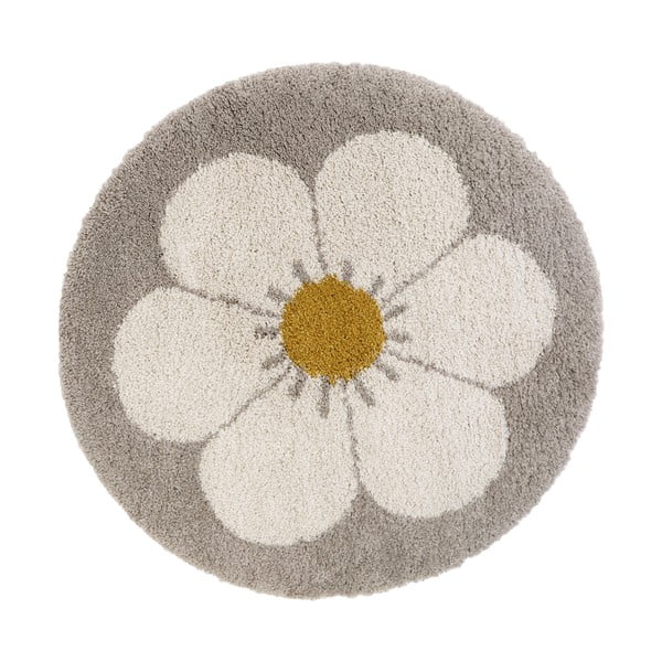Šviesiai pilkos ir kreminės spalvos vaikiškas kilimas ø 120 cm Bohemian Daisy - Nattiot
