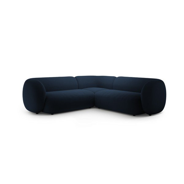 Mėlynos spalvos kampinė sofa iš velveto Kate – Micadoni 