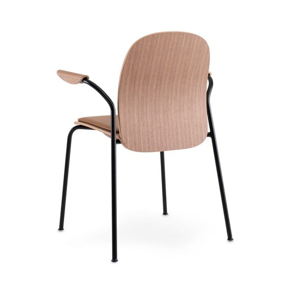 Rudos spalvos/konjako rudos spalvos valgomojo kėdės su porankiais/galima dėti viena ant kitos 2 vnt. iš riešutmedžio Book – Gazzda-image-4