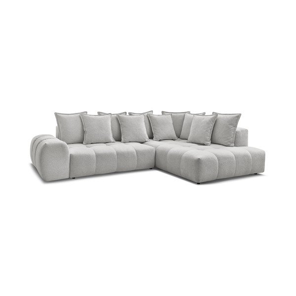 Šviesiai pilkos spalvos iš šenilinio audinio sulankstoma/su sandėliavimo vieta kampinė sofa (su dešiniuoju kampu/„L“ formos) Everest – Bobochic Paris-image-3