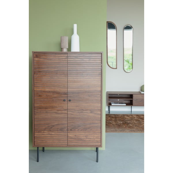 Rudos spalvos spintelė iš riešutmedžio 80x130x40 cm Stripes – White Label-image-1