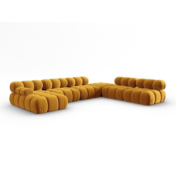 Sofa geltonos spalvos iš velveto 379 cm Bellis – Micadoni Home-image-3