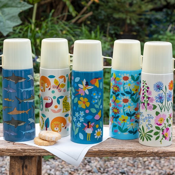 Kreminės spalvos vaikams termosas 350 ml Wild Flowers – Rex London-image-1