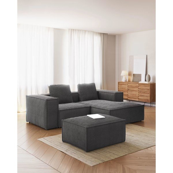 Pilka velvetinė kampinė sofa (dešinysis kampas) Blok - Kave Home-image-4