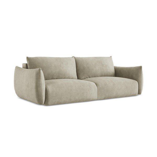 Smėlio spalvos iš šenilinio audinio sulankstoma sofa 230 cm Leila – Makamii-image-3