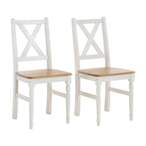 2 baltų valgomojo kėdžių su natūralaus pušies masyvo sėdyne rinkinys "Støraa Normann