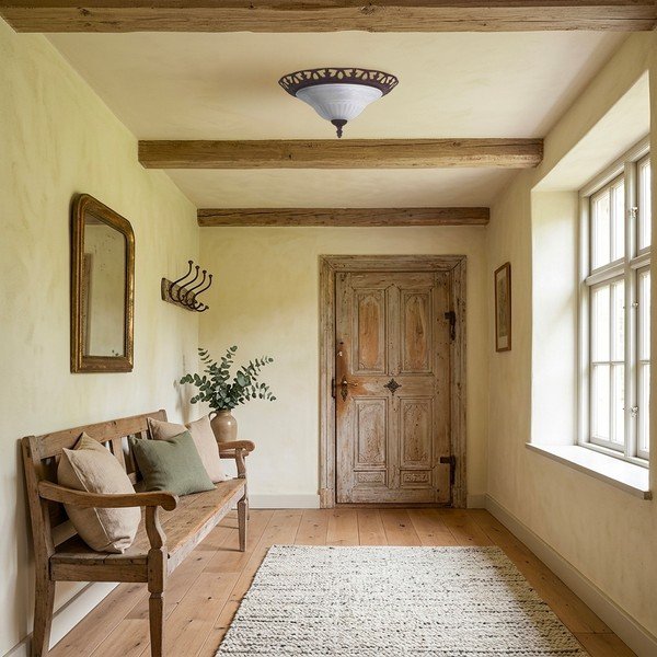 Tamsiai rudos spalvos lubinis šviestuvas ø 38 cm su stiklo gaubtu Rustica – Trio-image-1