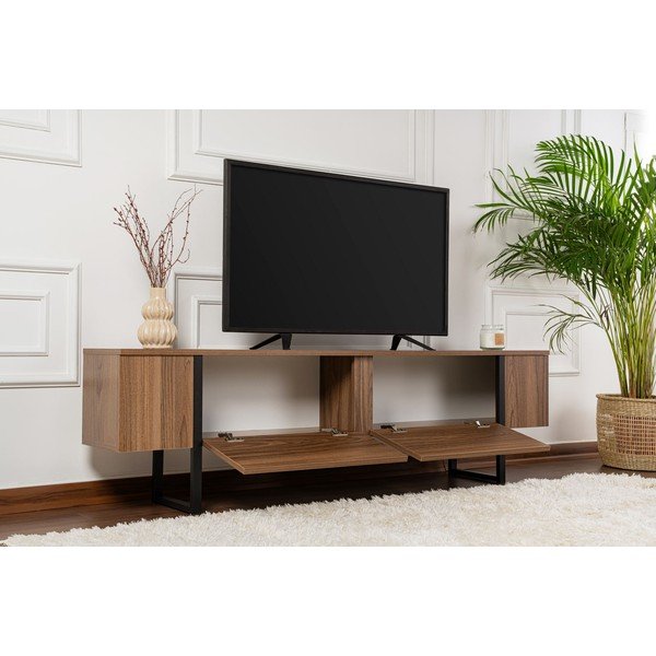Tamsios natūralios spalvos TV spintelė iš riešutmedžio 180x50x29,5 cm Serenity – Kalune Design-image-4