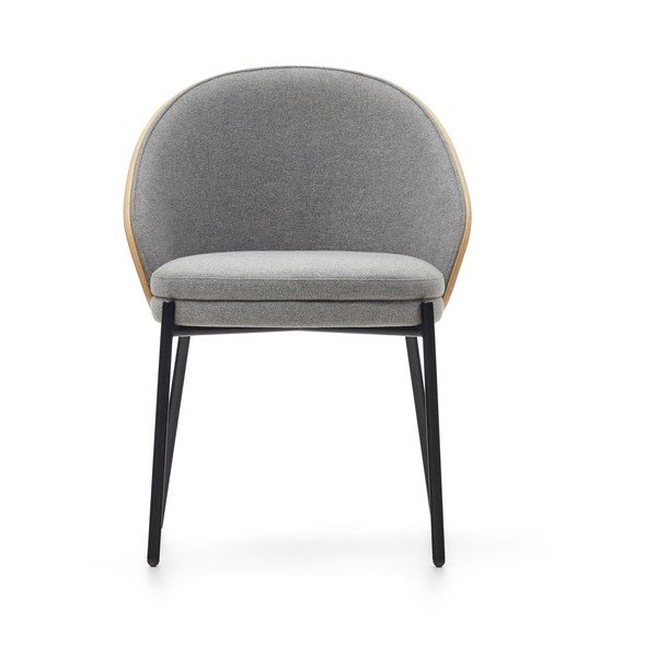 Pilkos spalvos/natūralios spalvos iš audinio valgomojo kėdė Eamy – Kave Home-image-2