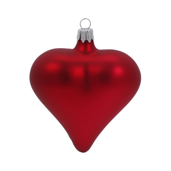 3 raudonų stiklinių širdelės formos kalėdinių dekoracijų rinkinys Ego Dekor