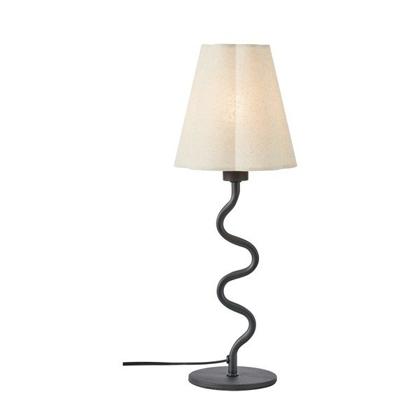 Smėlio spalvos iš metalo stalinis šviestuvas (aukštis 41 cm) su tekstiliniu gaubtu Veya – Markslöjd