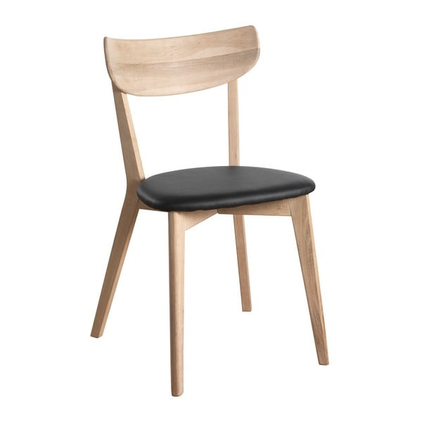 Rudos spalvos ąžuolinė valgomojo kėdė su juoda sėdyne Rowico Amia