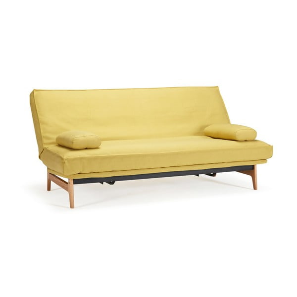 Geltona sofa-lova su nuimamu užvalkalu Innovation Aslak Elegant Soft Mustard Flower, 81 x 200 cm