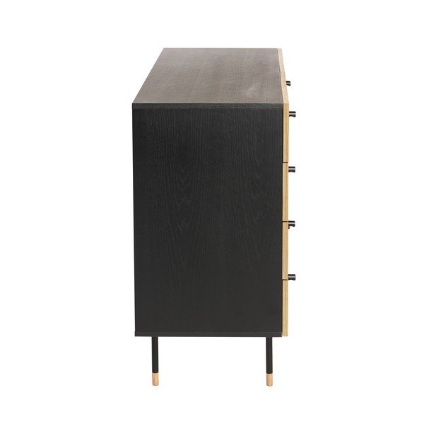 Žema šoninė spintelė juodos spalvos/natūralios spalvos iš ąžuolo 130x87 cm Jugend – Woodman-image-2