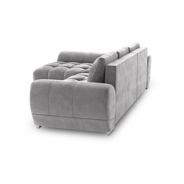 Šviesiai pilka kampinė sofa-lova su aksomo apmušalais Windsor & Co Sofos Nuage, kairysis kampas-image-3