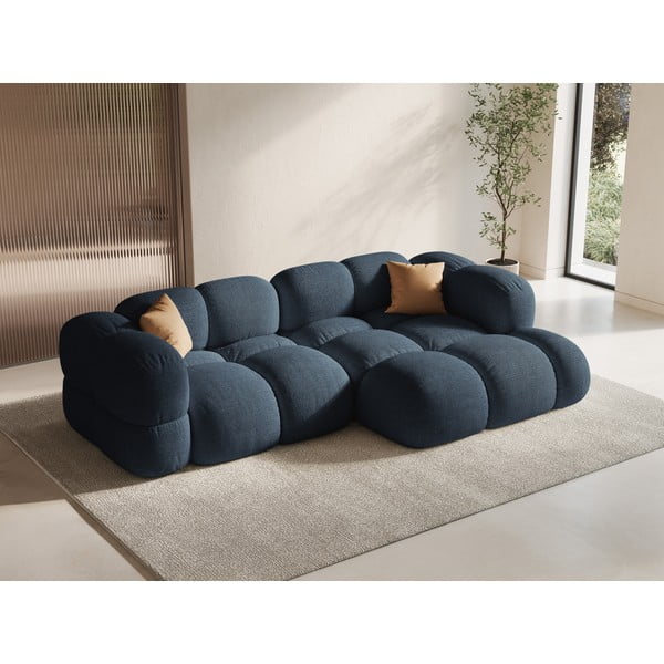Tamsiai mėlynos spalvos kampinė sofa (su dešiniuoju kampu/su gultu) Loretto – Cosmopolitan Design-image-1
