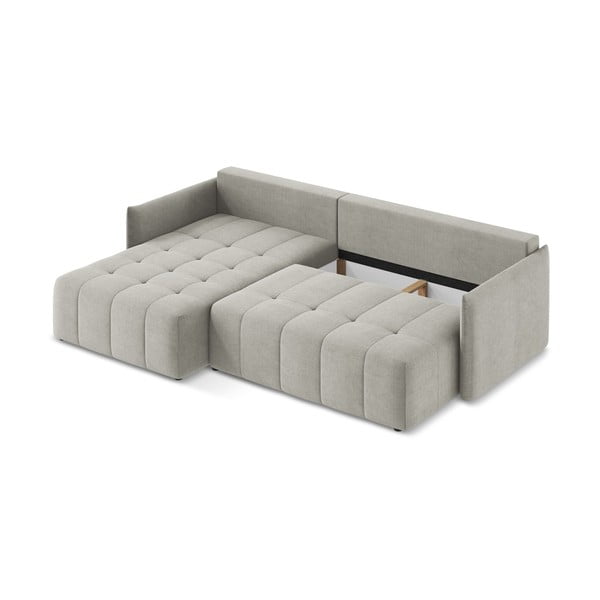 Šviesiai pilkos spalvos sulankstoma/su sandėliavimo vieta kampinė sofa (su kairiuoju kampu/su gultu) Moku – Makamii-image-4